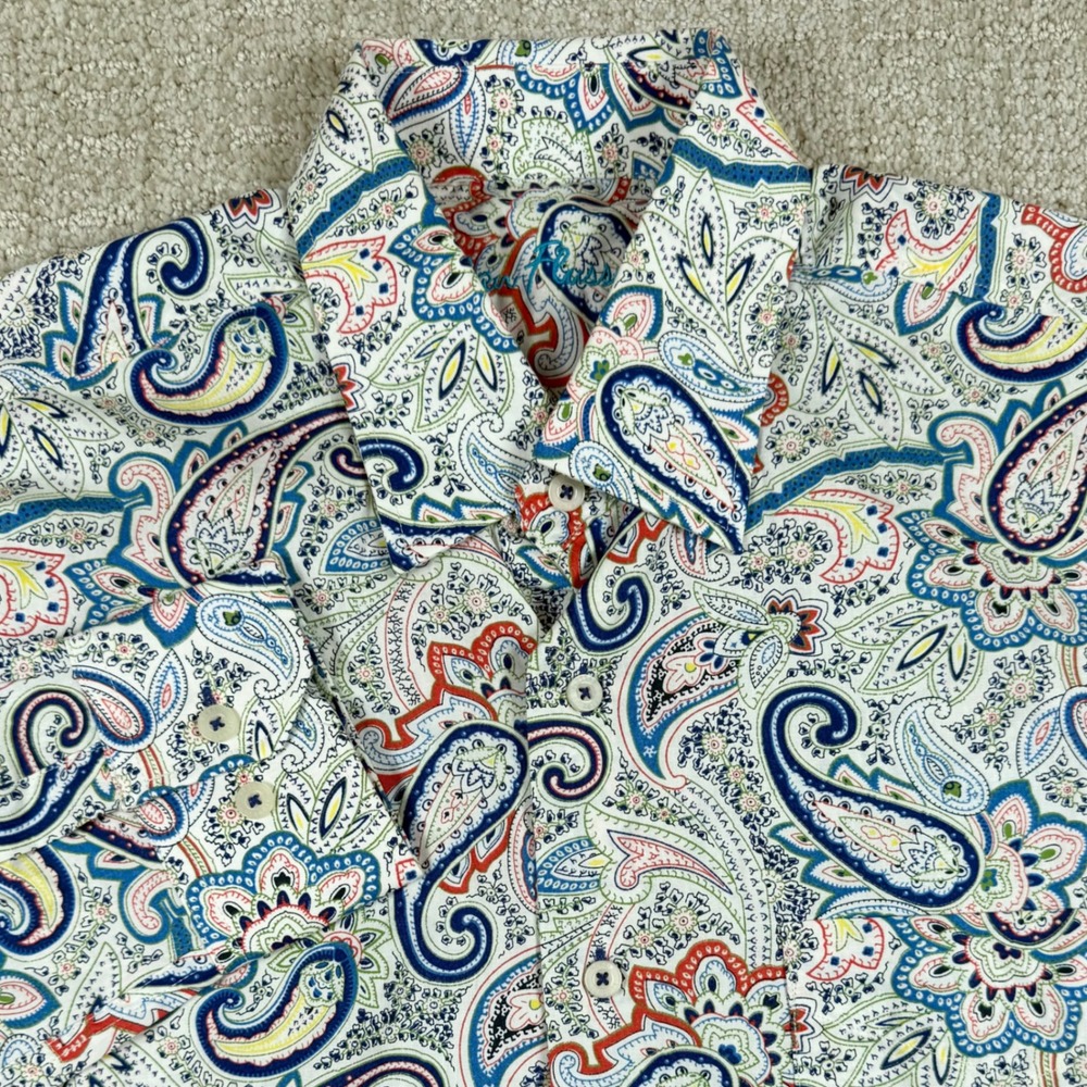 Alan Flusser Mens Medium Paisley Long Sleeve Button Up Shirt